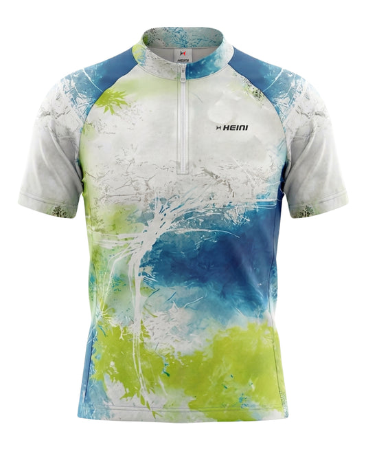 Young cyclist riding a bike wearing a breathable moisture-wicking youth cycling shirt