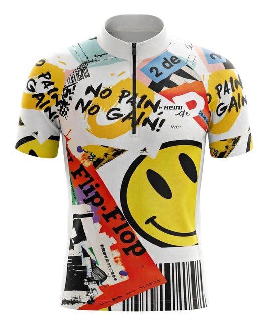 Young cyclist riding a bike wearing a breathable moisture-wicking youth cycling shirt