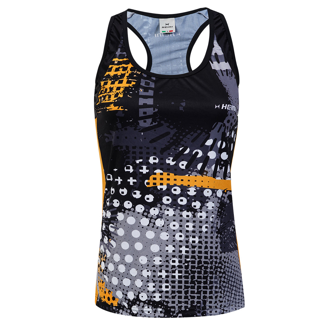 women's running singlet in breathable Italian fabric.